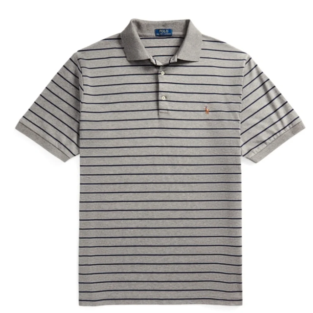 Polo by Ralph Lauren Men's Gray Striped Soft Cotton Polo